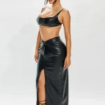 Estelle Leather Maxi Skirt - Black