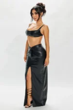 Estelle Leather Maxi Skirt - Black
