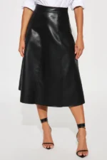 Don't Forget Leather Midi Skirt - Black - Image 2