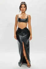 Estelle Leather Maxi Skirt - Black - Image 2