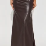 Show Me Love Leather Mermaid Maxi Skirt - Chocolate