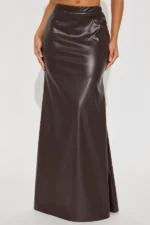 Show Me Love Leather Mermaid Maxi Skirt - Chocolate