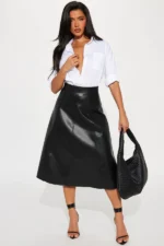 Don't Forget Leather Midi Skirt - Black