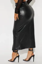 Under Radar Leather Midi Skirt - Black - Image 3