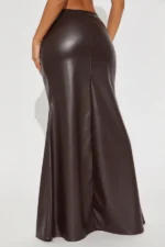 Show Me Love Leather Mermaid Maxi Skirt - Chocolate - Image 2