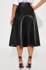 Don't Forget Leather Midi Skirt - Black - Image 3
