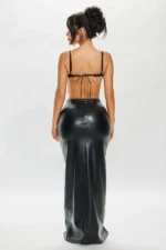 Estelle Leather Maxi Skirt - Black - Image 4