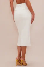 Nelly Leather Midi Skirt - Cream - Image 4