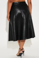 Don't Forget Leather Midi Skirt - Black - Image 4