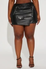 Be Bold Leather Mini Skirt - Black - Image 5