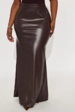 Show Me Love Leather Mermaid Maxi Skirt - Chocolate - Image 4