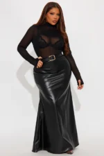 Show Me Love Leather Mermaid Maxi Skirt - Black - Image 6