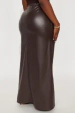 Show Me Love Leather Mermaid Maxi Skirt - Chocolate - Image 5