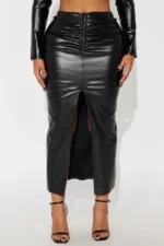 Show Me Faux Leather Maxi Skirt - Black