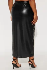Show Me Faux Leather Maxi Skirt - Black - Image 2
